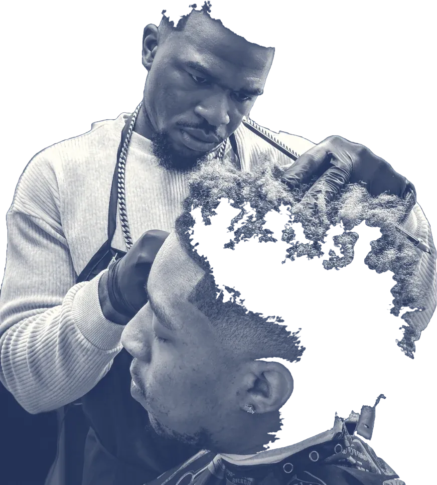 Barber lining up a client's cut